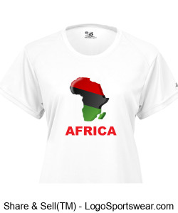 White women V-neck shirt with Africa map Design Zoom
